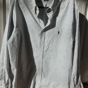 Men's Ralph Lauren  Bl/Wh Check button down dress Shirt. 18/34-35 LIKE NEW